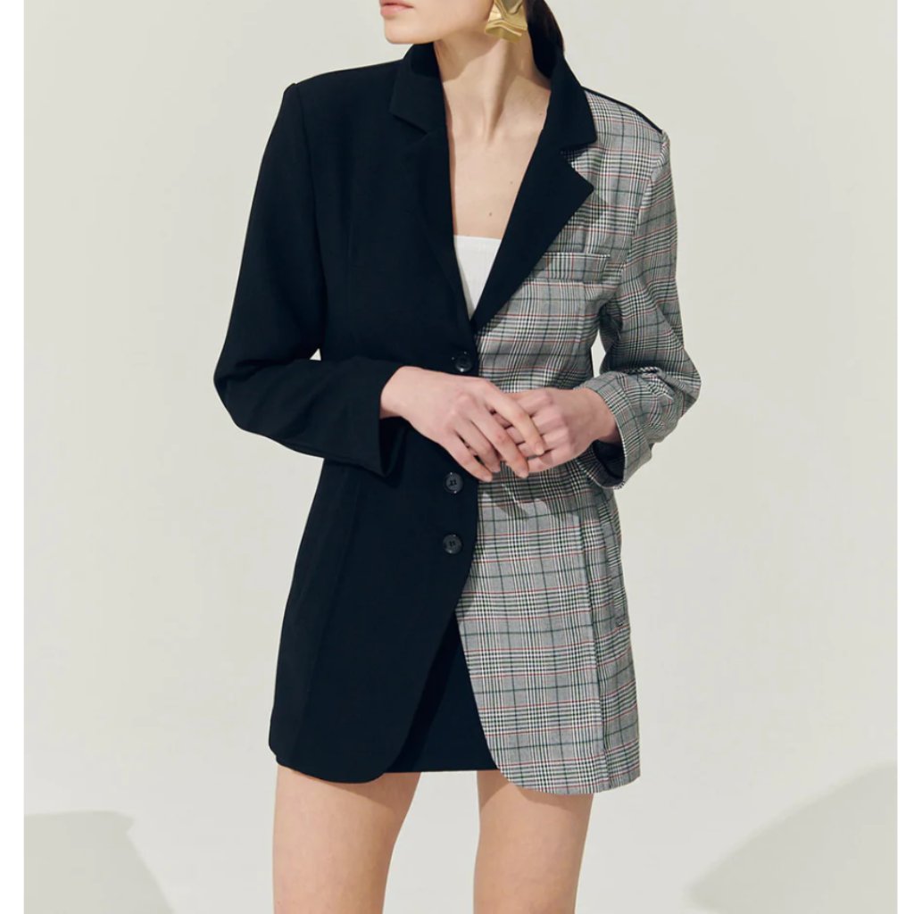 Storets - Re:Born Bea Check Color Block Blazer